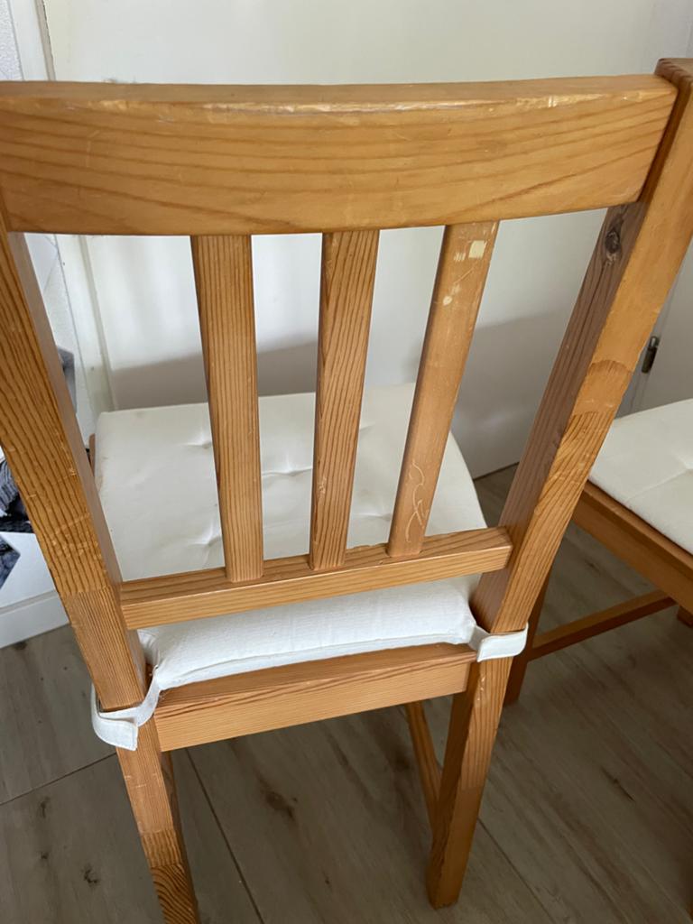 2 Houten IKEA stoelen met kussens, Ophalen, Gebruikt, Twee, Bruin