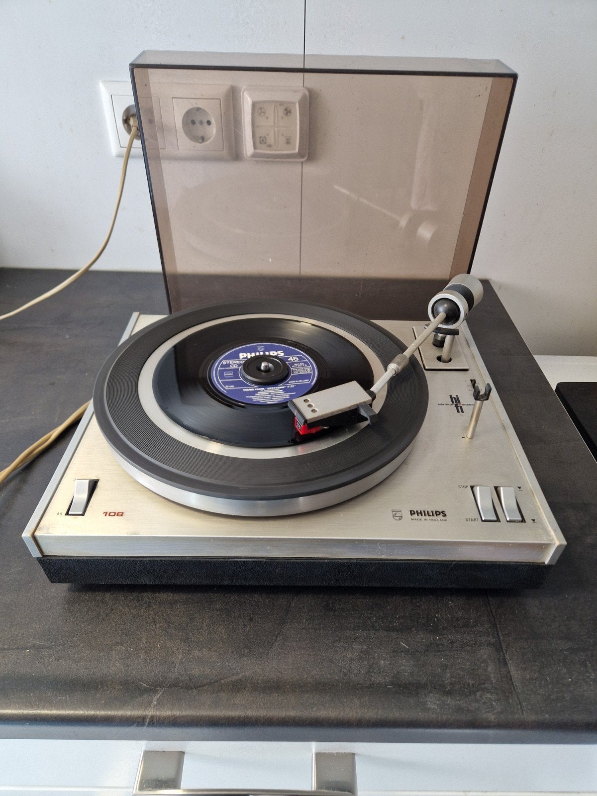 Philips 108 vintage pick up platenspeler, Ophalen of Verzenden, Gebruikt, Platenspeler, Philips
