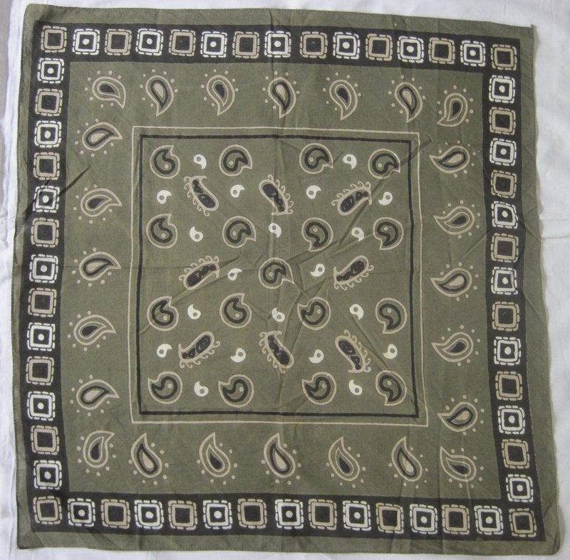 Sjaal kaki/legergroen circa 52 x 53 cm, Ophalen, Gedragen, Maat 38/40 (M), Sjaal