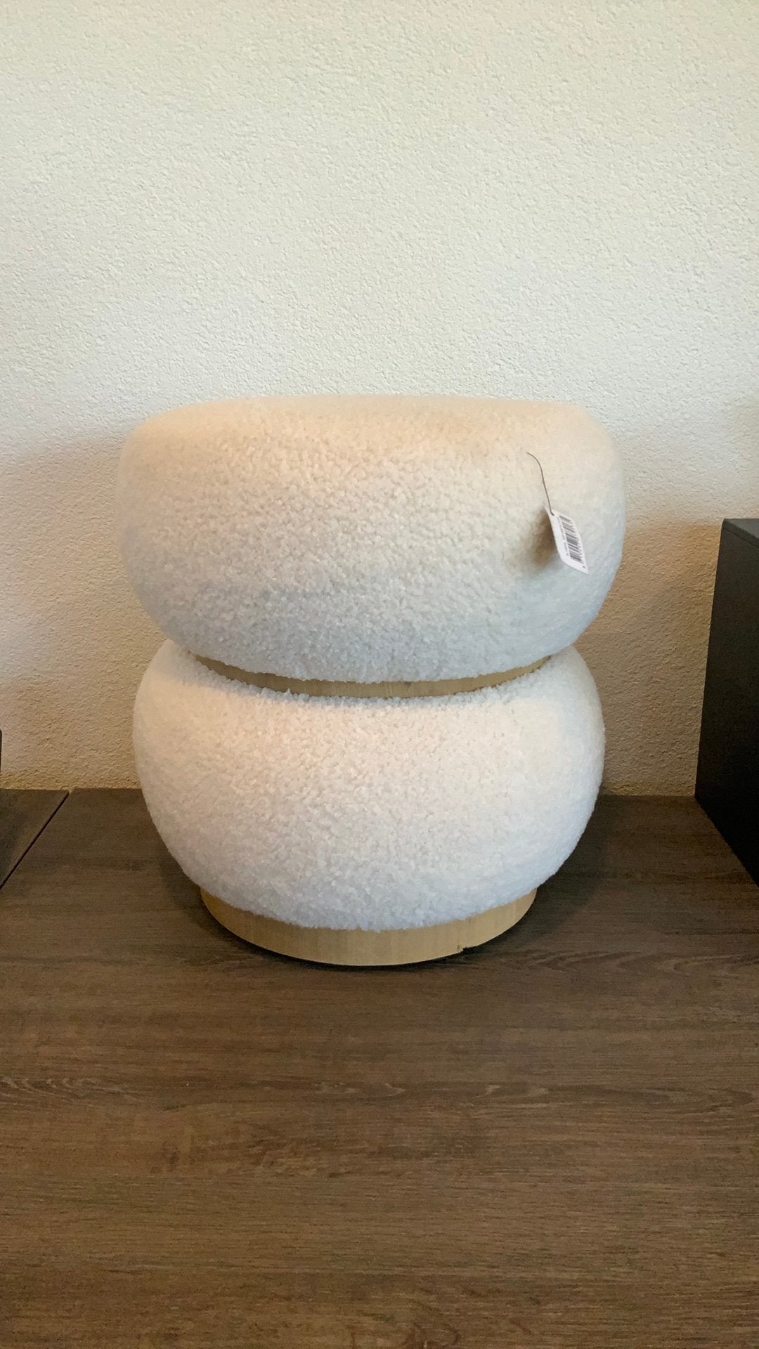 Poef teddy stof 38x38x41 cm, Verzenden, Rond, Minder dan 50 cm, Zo goed als nieuw