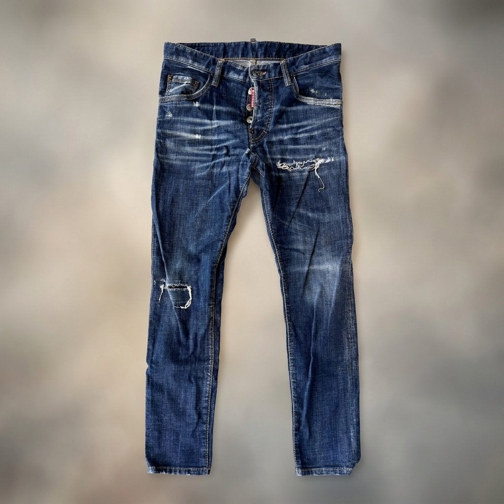 DSQUARED2 Jeans Distressed Maat 44/L34, Ophalen, Dsquared2, Blauw, W32 (confectie 46) of kleiner
