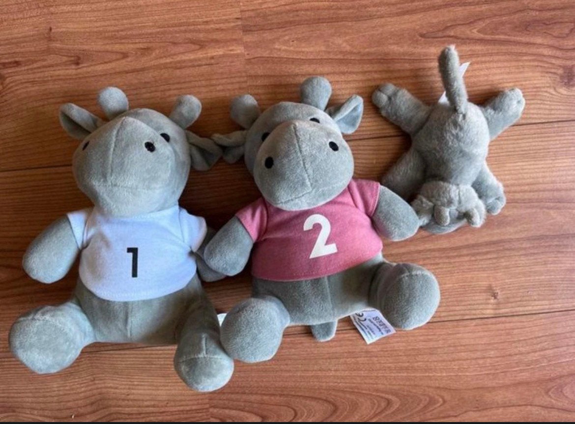 Set van 3 zachte nijlpaard knuffels., Ophalen of Verzenden, Zo goed als nieuw