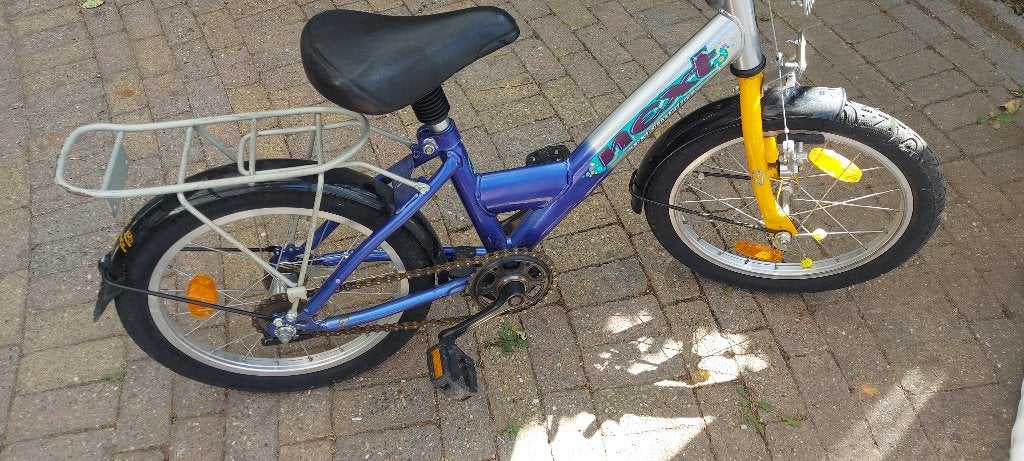 Kinderfiets 16 inch blauw, Ophalen, Terugtraprem, Zijwieltjes, Puky