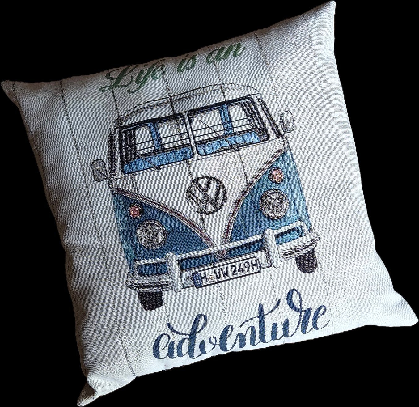 Handgemaakt sierkussen 45x45 cm - VW bus, Handgemaakt, Vierkant, Nieuw, Ophalen of Verzenden