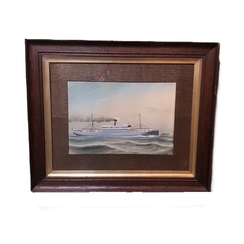 C. Cowland Gouache SS Highland Laddie, Ophalen, Maritiem / water, Klassiek, Papier