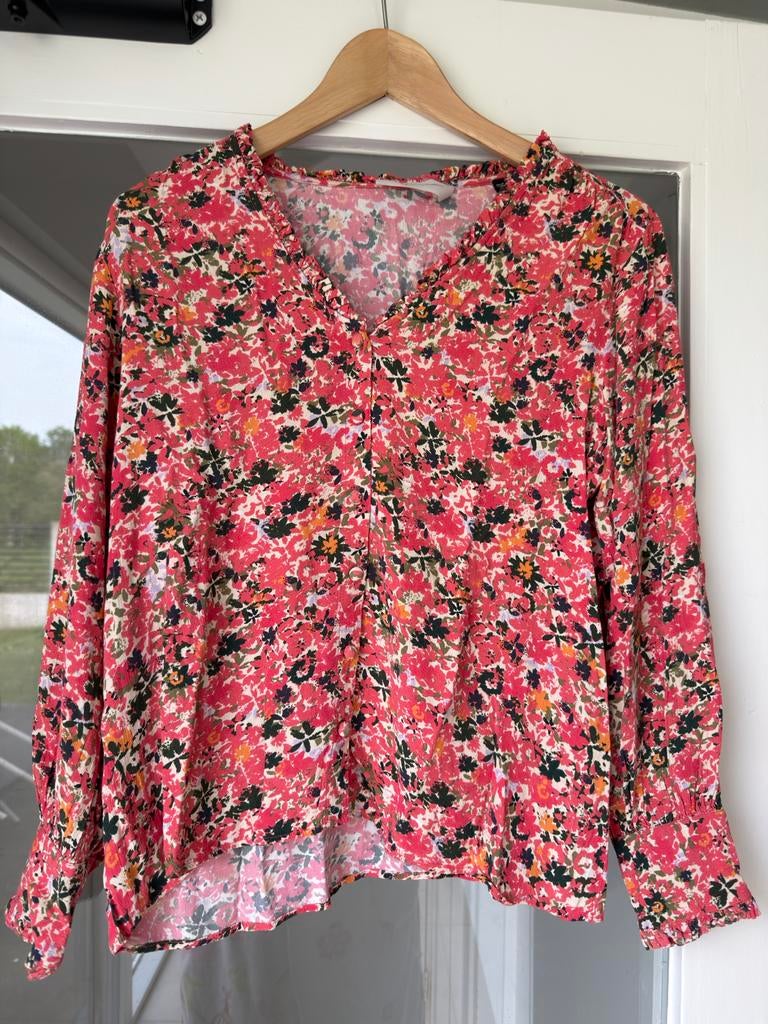 POM Amsterdam blouse top L/40 bloemetjes V-hals, Kleding | Dames, Blouses en Tunieken, Zo goed als nieuw, Maat 38/40 (M), Ophalen of Verzenden