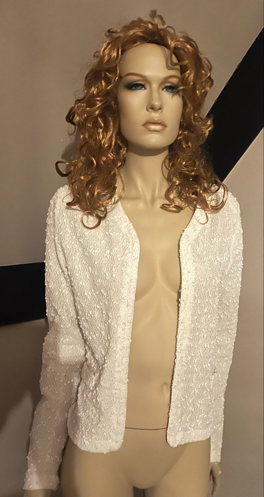 Geisha vestje met glitters, valt als L /XL, Ophalen of Verzenden, Gedragen, Maat 42/44 (L), Wit