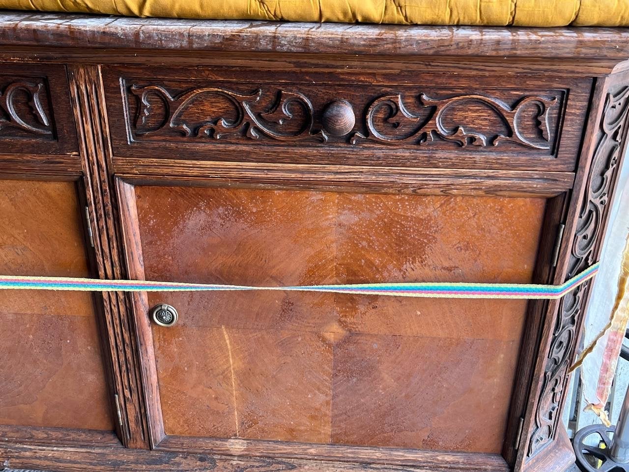 Vintage Dressoir Slavonisch Eiken met Notenhout Inleg (ca. 1, Ophalen, Gebruikt, Met lade(s), 150 tot 200 cm