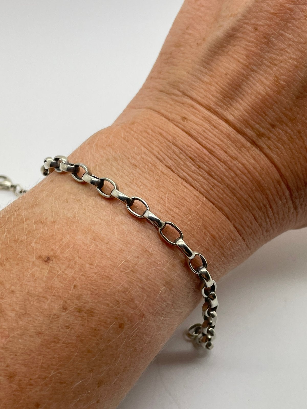 E597 Prachtige zilveren jasseron armband, Ophalen of Verzenden, X, Zilver, Zilver