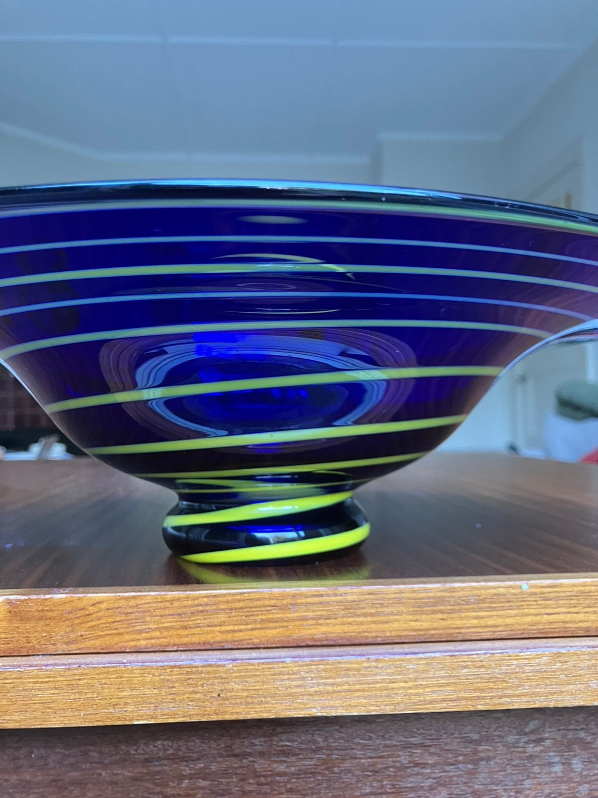 Vintage glazen schaal 34 cm. Murano?, Ophalen of Verzenden, Zo goed als nieuw, Rond, Glas