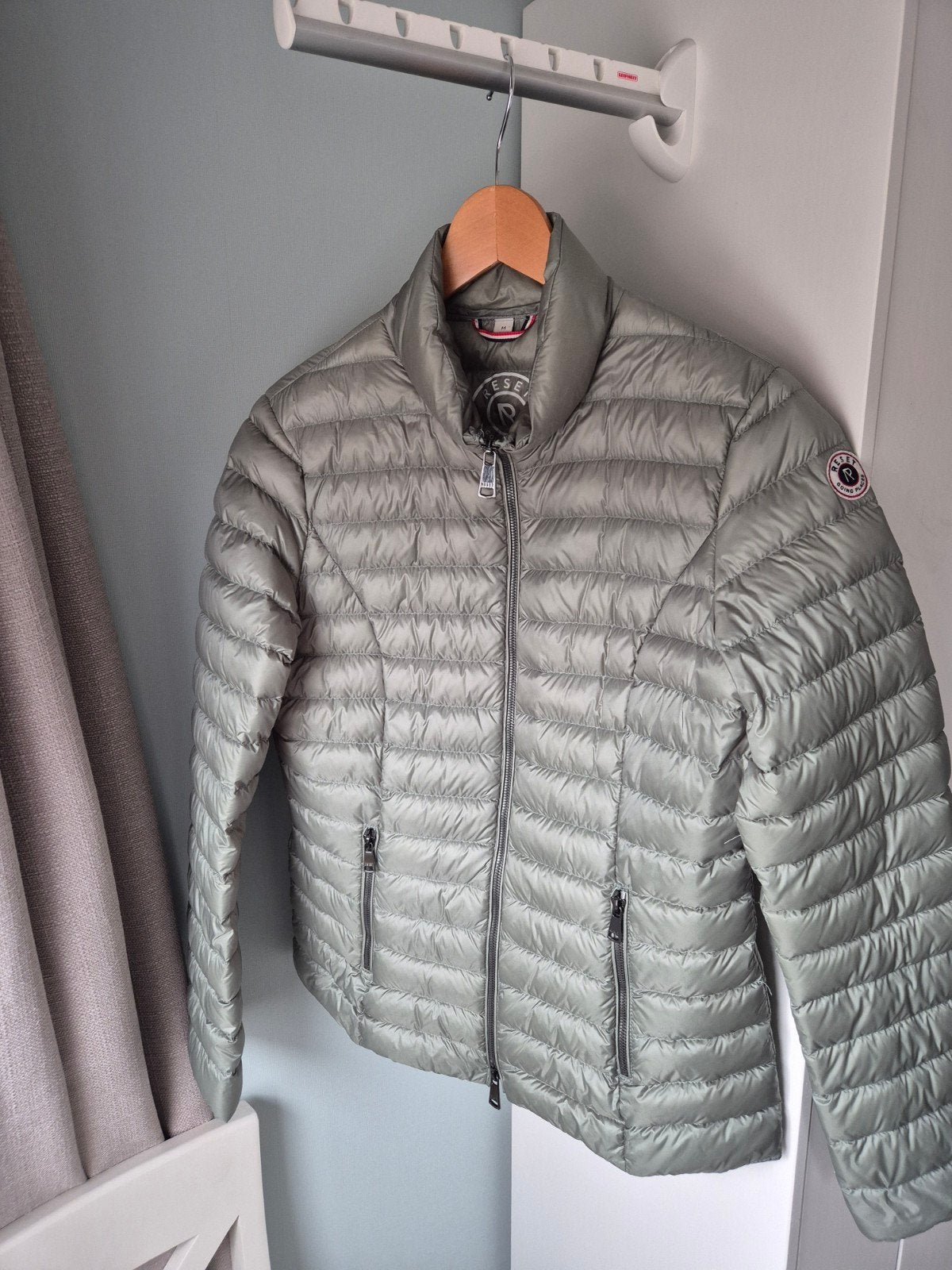 Reset lichtgroene doorgestikte jas/ tussenjas/najaar maat M, Kleding | Dames, Maat 38/40 (M), Ophalen of Verzenden, Zo goed als nieuw