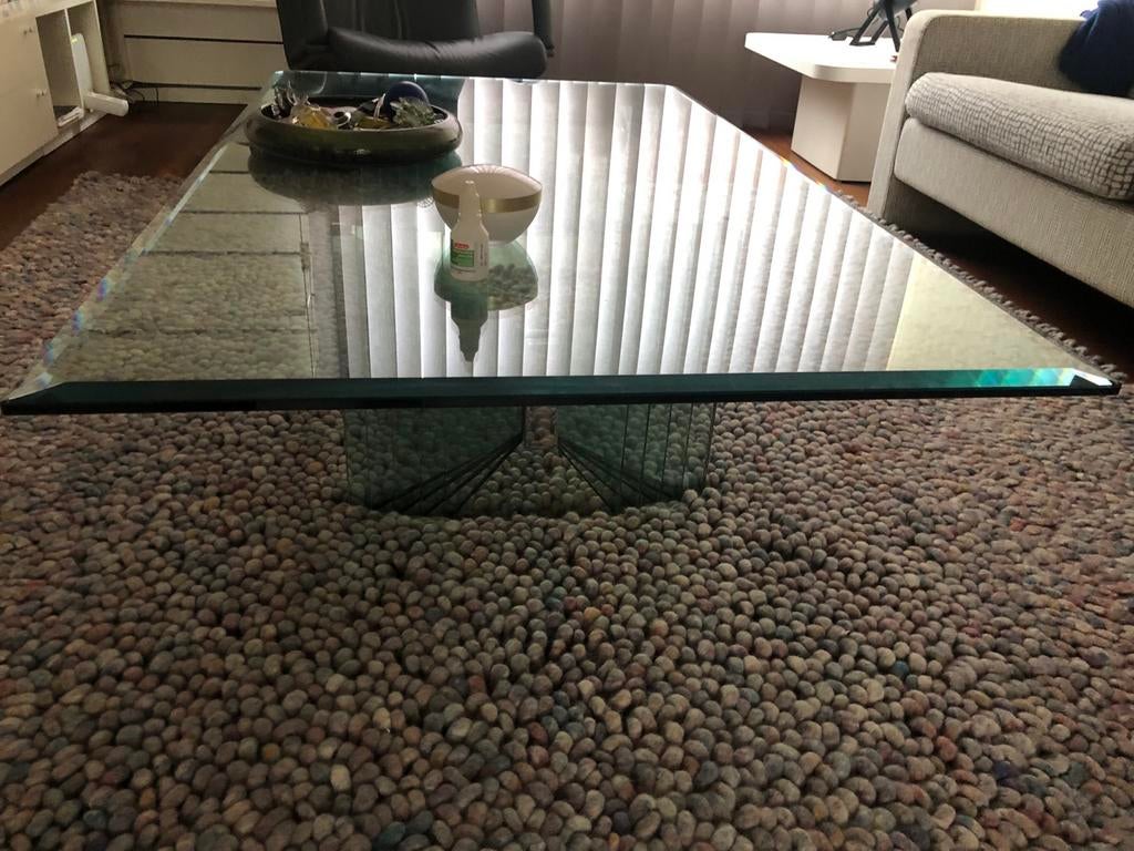 Glazen salontafel 140 x 80 cm, Huis en Inrichting, Tafels | Salontafels, Ophalen, Gebruikt, 100 tot 150 cm, 50 tot 100 cm