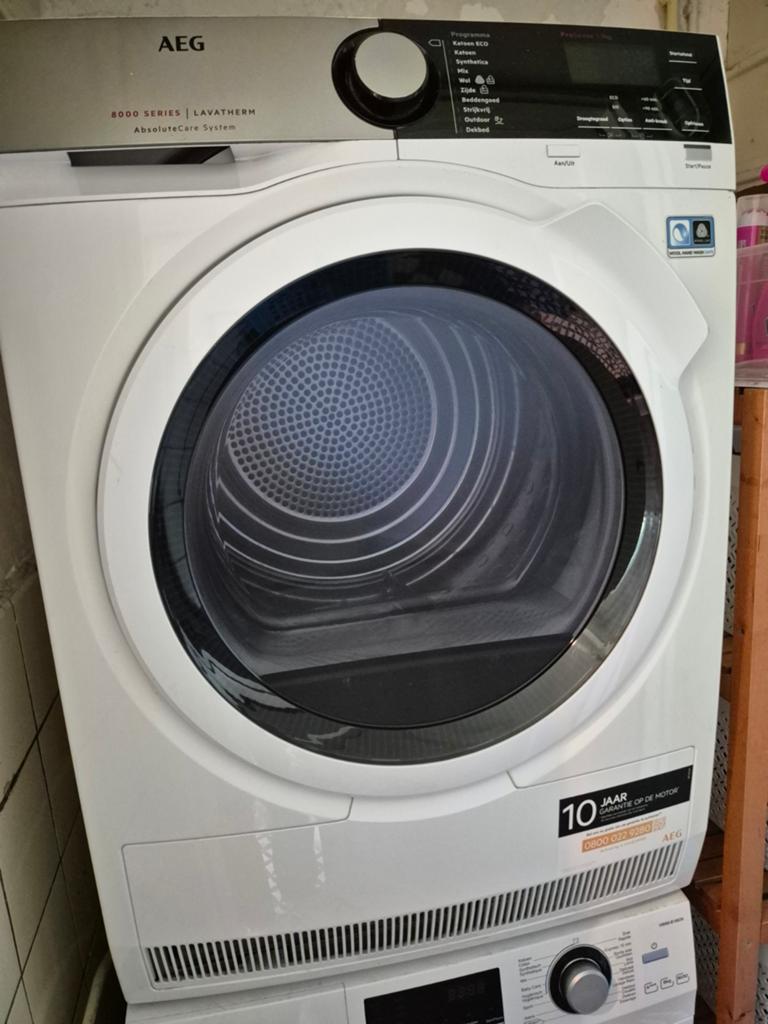 AEG T8DE95EW Lavatherm 8000 Serie Nette staat, deels defect, Witgoed en Apparatuur, Ophalen, Anti-kreukfase, 8 tot 10 kg, Voorlader