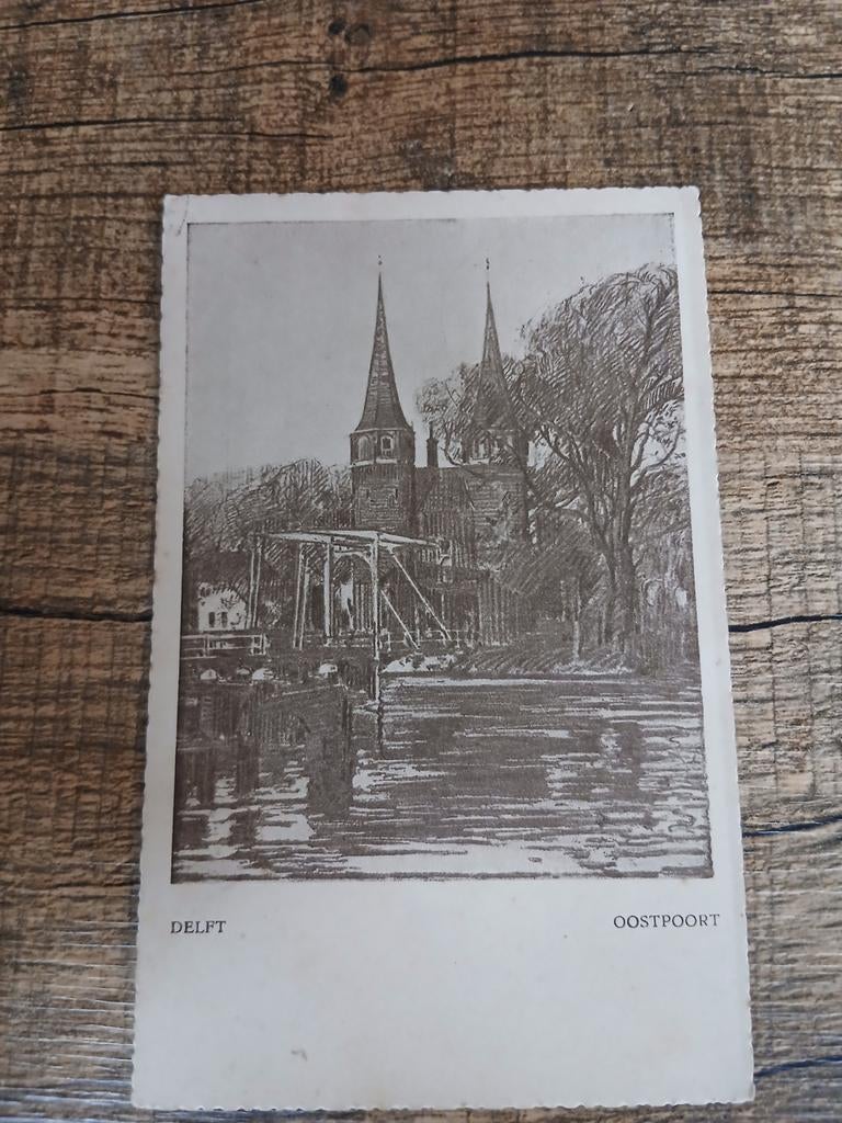 Oude Ansichtkaart Delft Oostpoort - Gelopen 1917, Ophalen of Verzenden, Voor 1920, Gelopen, Zuid-Holland