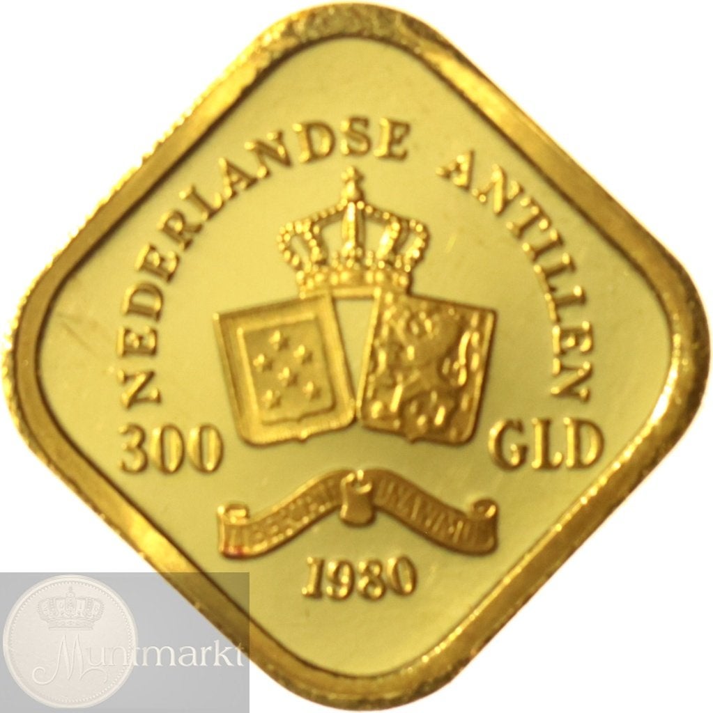 Nederlandse Antillen - 300 gulden 1980 zonder mmt - GOUD, Koningin Juliana, Losse munt, Goud, Overige waardes