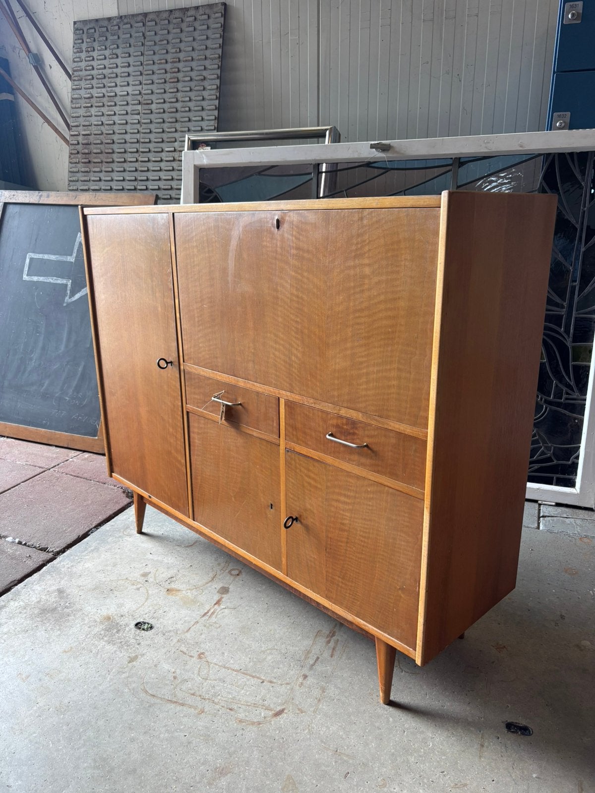 Vintage wandkast, Ophalen, Gebruikt, 25 tot 50 cm, 100 tot 150 cm