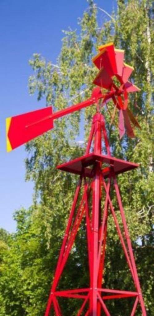 Geheel In USA-Style Uitgevoerde 250cm Grote Windmolen Rood, Tuin en Terras, Ophalen of Verzenden, Nieuw
