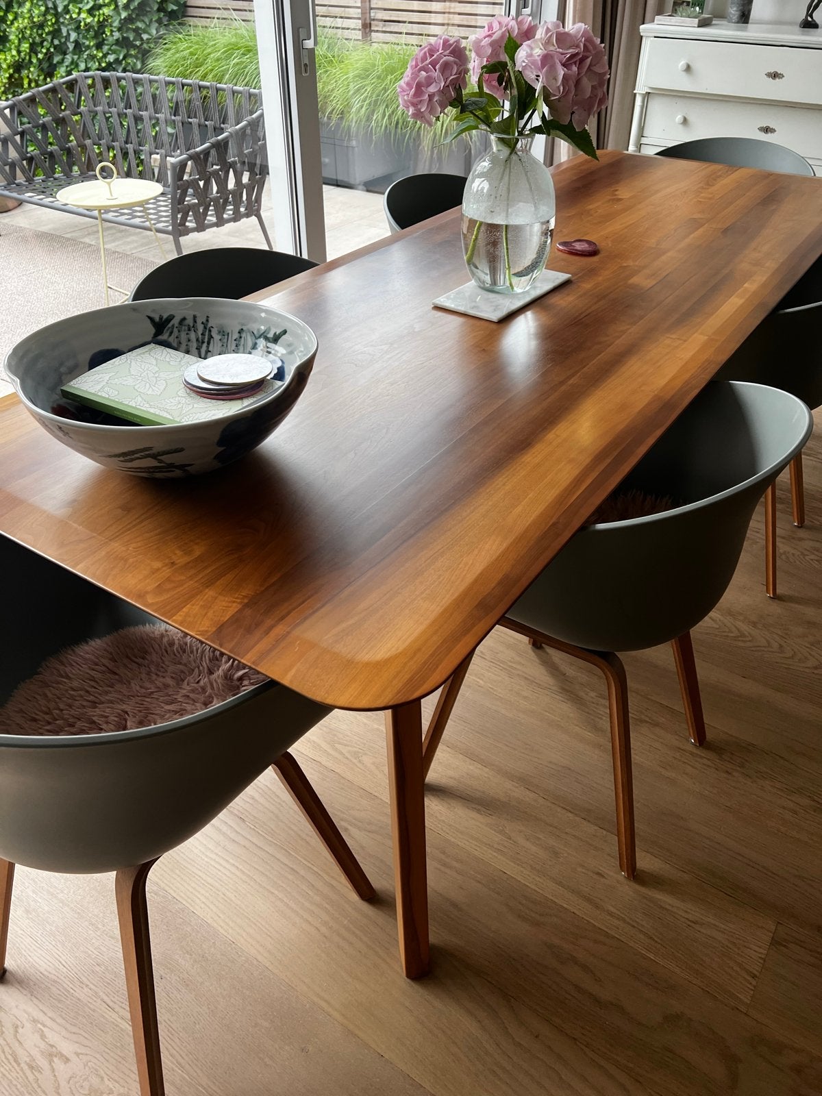 De Machinefabriek Walnoothouten Eettafel 250x90, Huis en Inrichting, Ophalen, Gebruikt, 200 cm of meer, 50 tot 100 cm