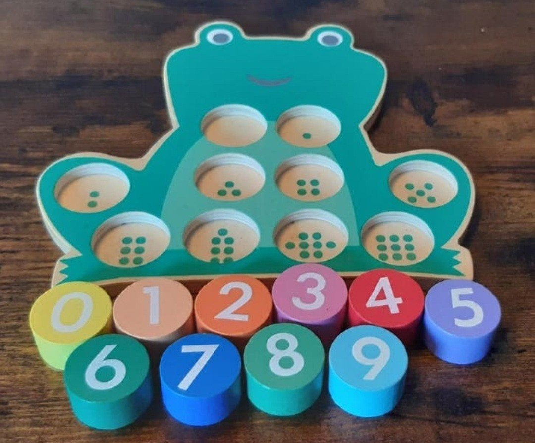 Houten cijferpuzzel kikker Hema - leren & motoriek, Ophalen of Verzenden, Puzzelen