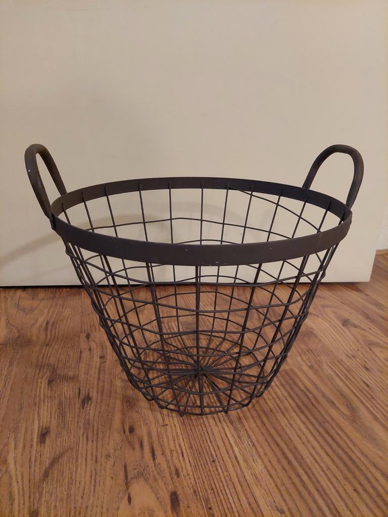 Metalen vintage draadmand - Decoratieve opberger, Overige materialen, Gebruikt, Mand, Rond