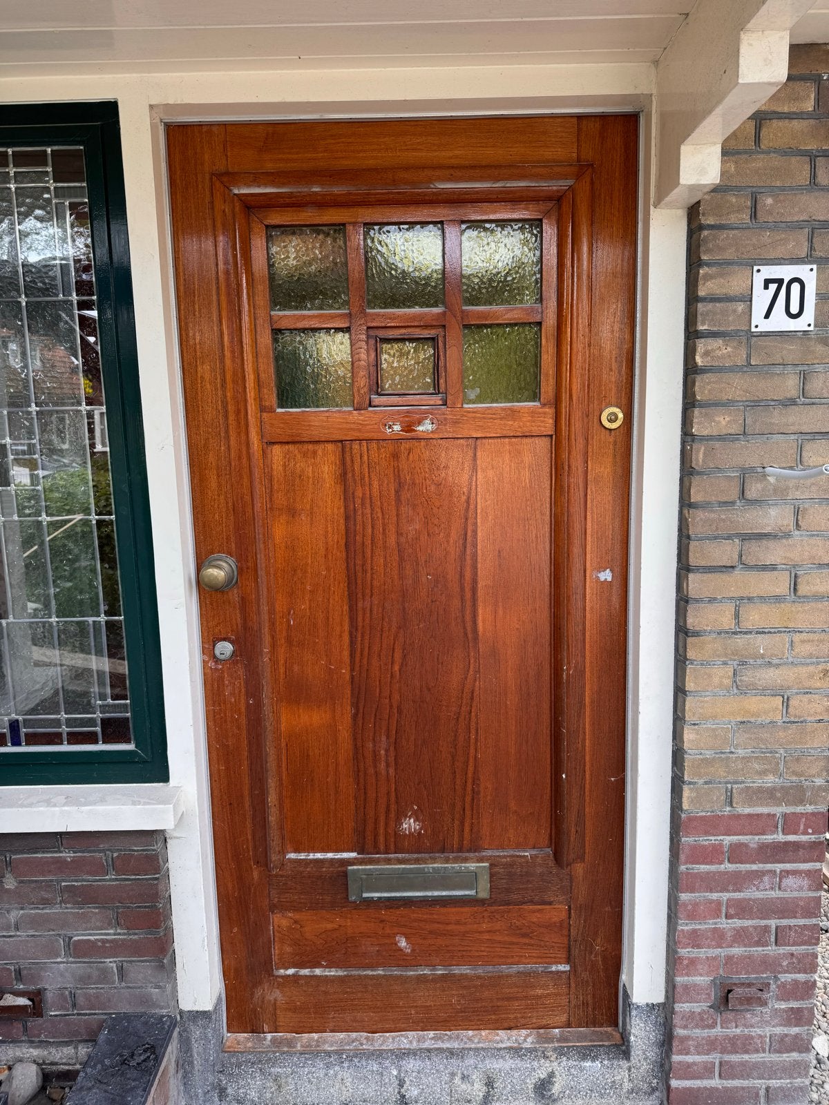 Klassieke houten buitendeur met glas, Ophalen, Gebruikt, 80 tot 100 cm, Buitendeur