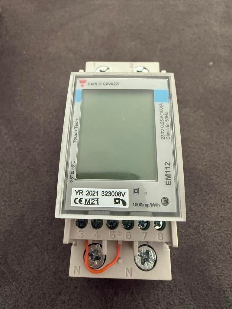 Carlo Gavazzi EM112 Energiemeter 230V 0.25-5(100)A, Ophalen of Verzenden, Gebruikt