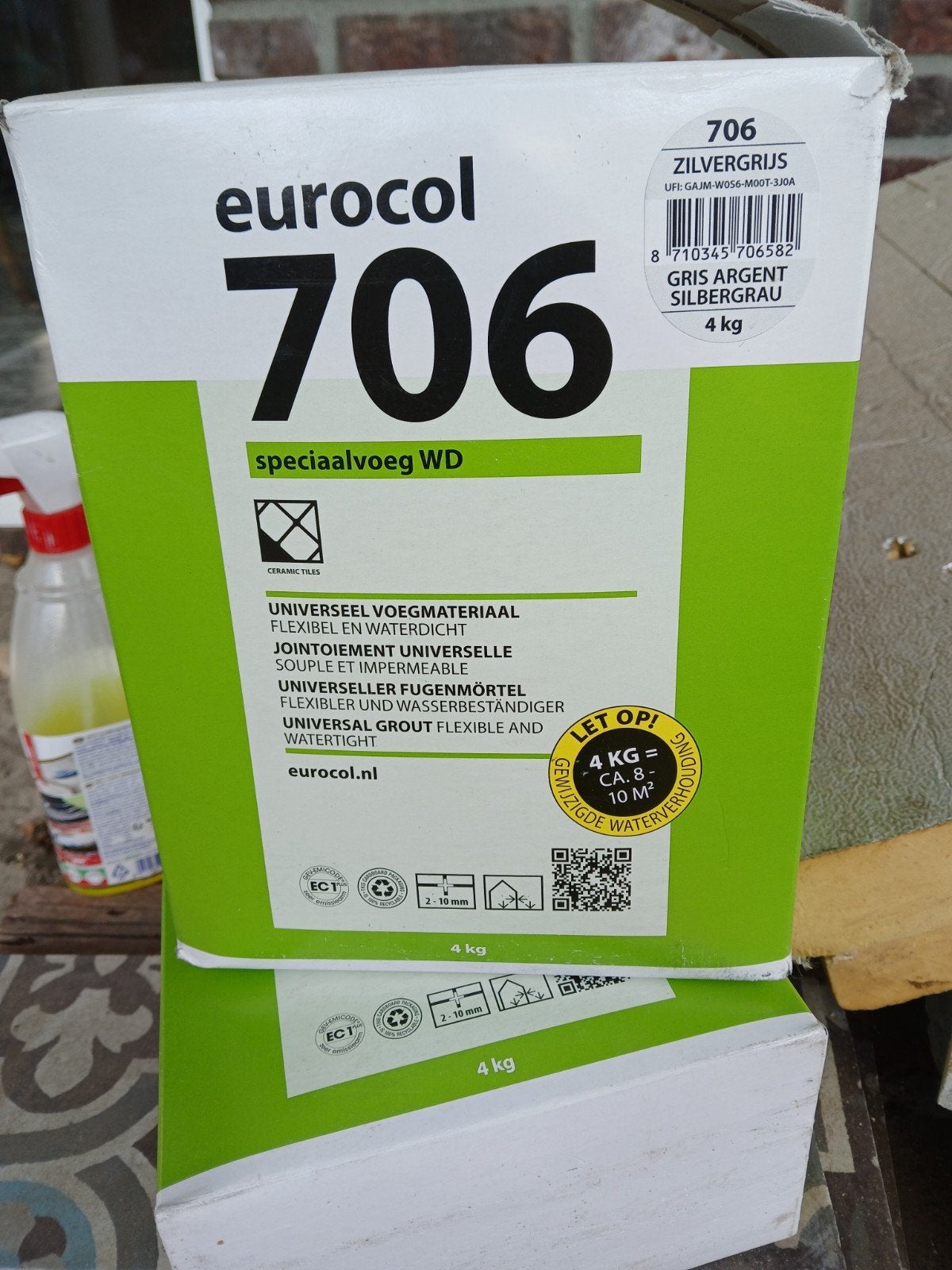 Eurocol 706 Speciaalvoeg WD Zilvergrijs 4 kg, Overige materialen, Overige typen, Nieuw, 5 tot 10 m²