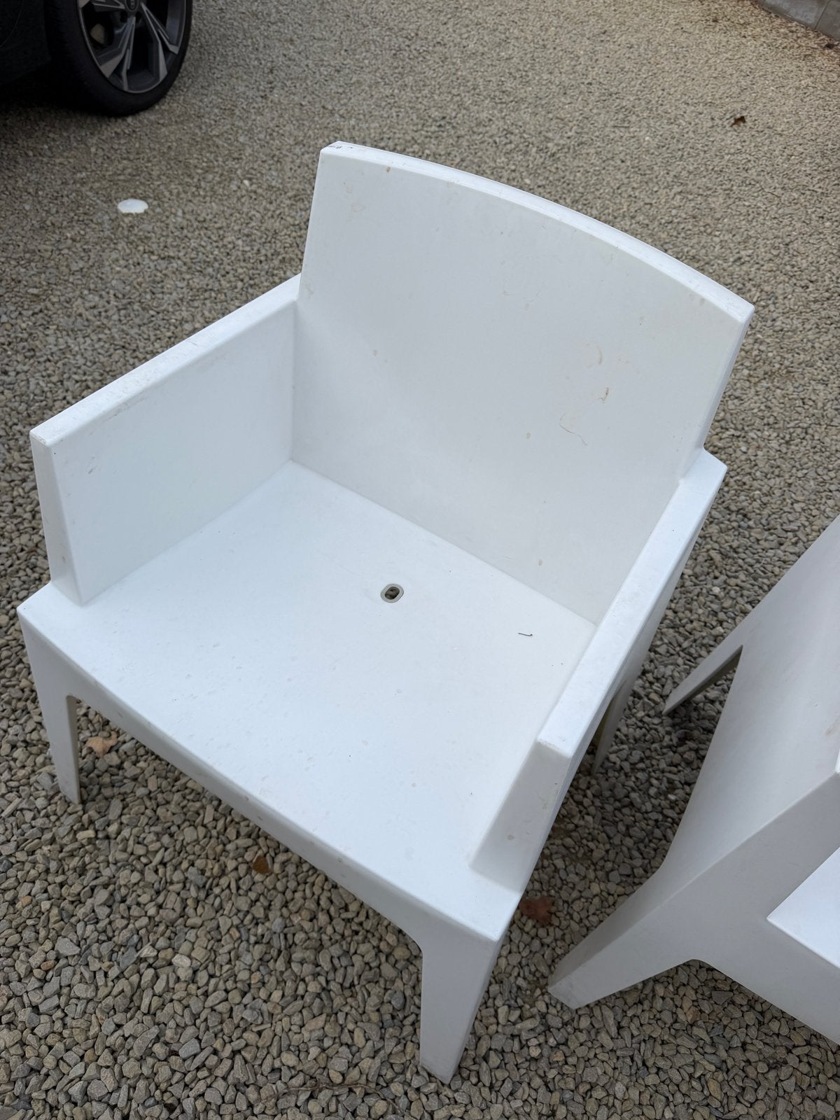 Set van 4 witte stoelen, Huis en Inrichting, Stoelen, Ophalen, Kunststof, Gebruikt, Wit