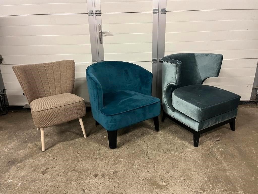 Verschillende Luxe outlet fauteuils velvet SALE Nieuw, Ophalen, Nieuw, 75 tot 100 cm, Stof