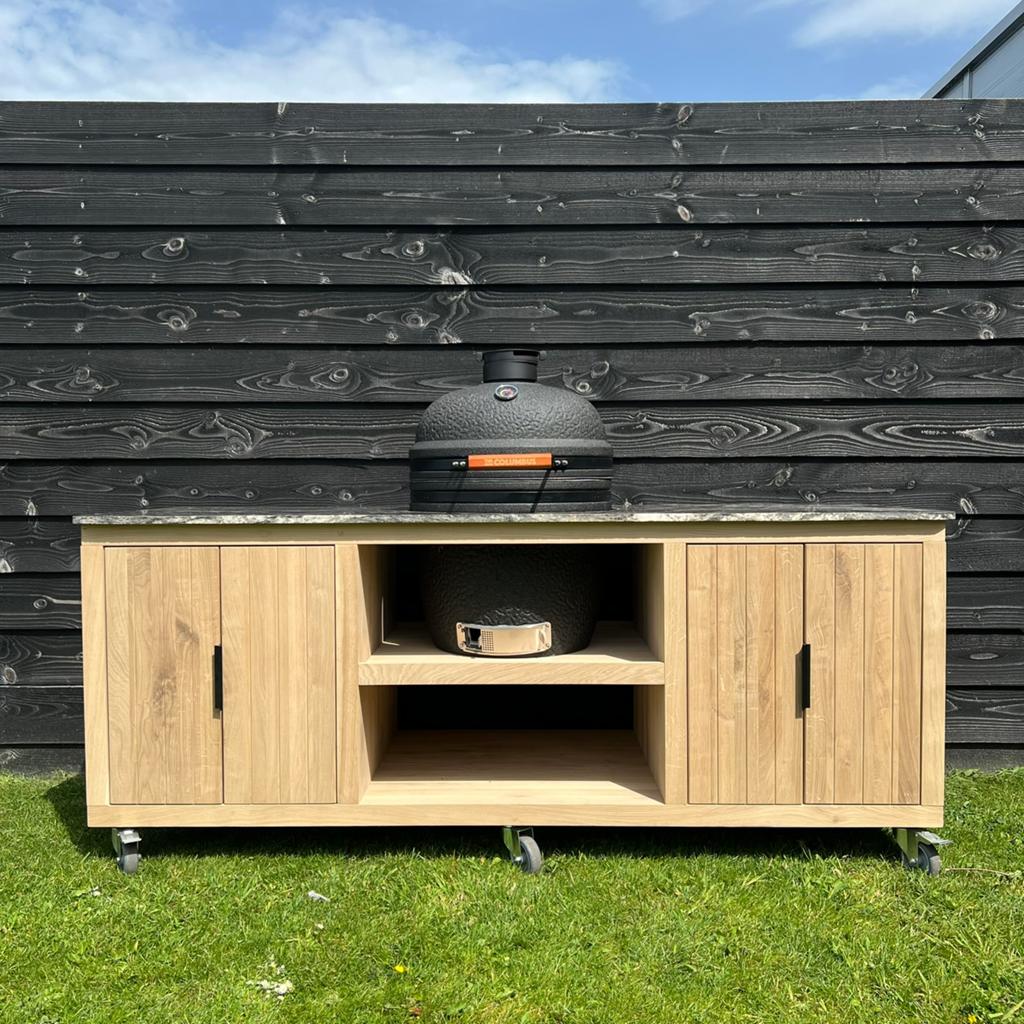 OP=OP Deluxe Massief Eiken Barbeque Kast Incl. Graniet