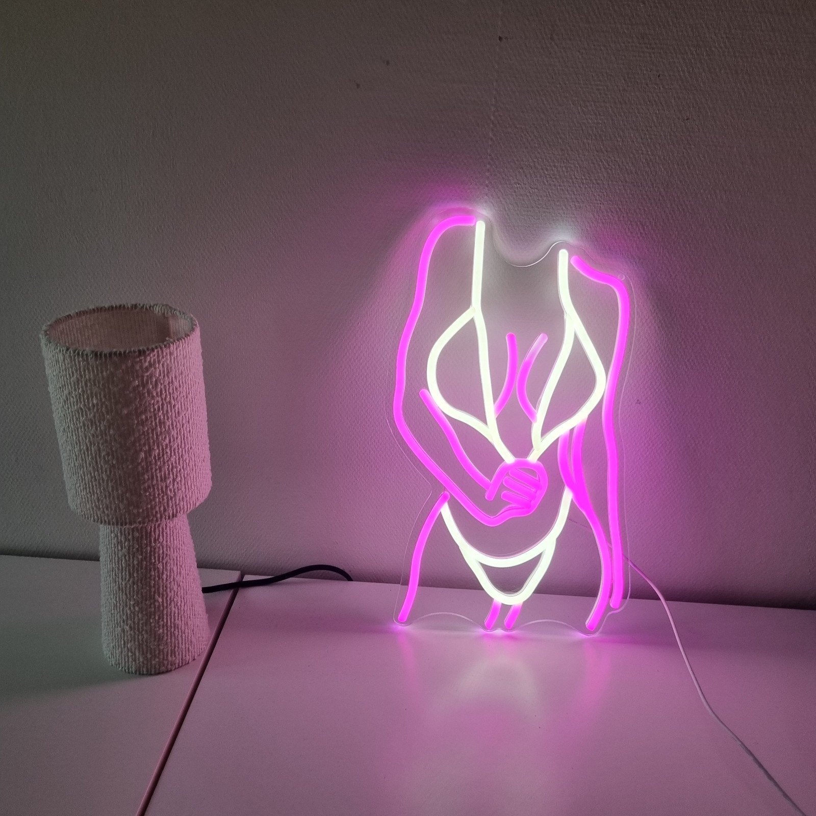 Neon LED Vrouwenlichaam Bikini Roze Wit USB, Ophalen, Overige merken, Kunststof, Meerkleurig