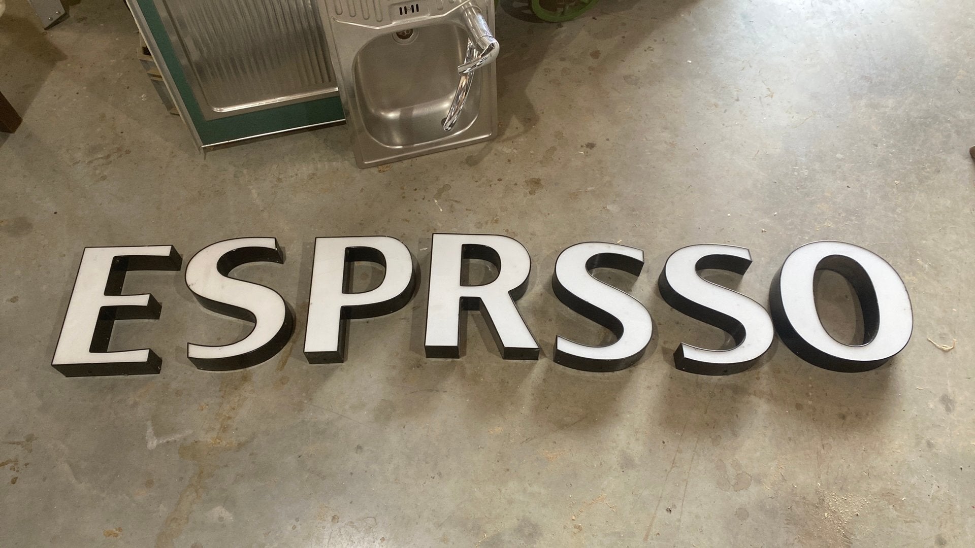 Espresso reclame letters met LED verlichting, Ophalen, Lichtbak of (neon) lamp