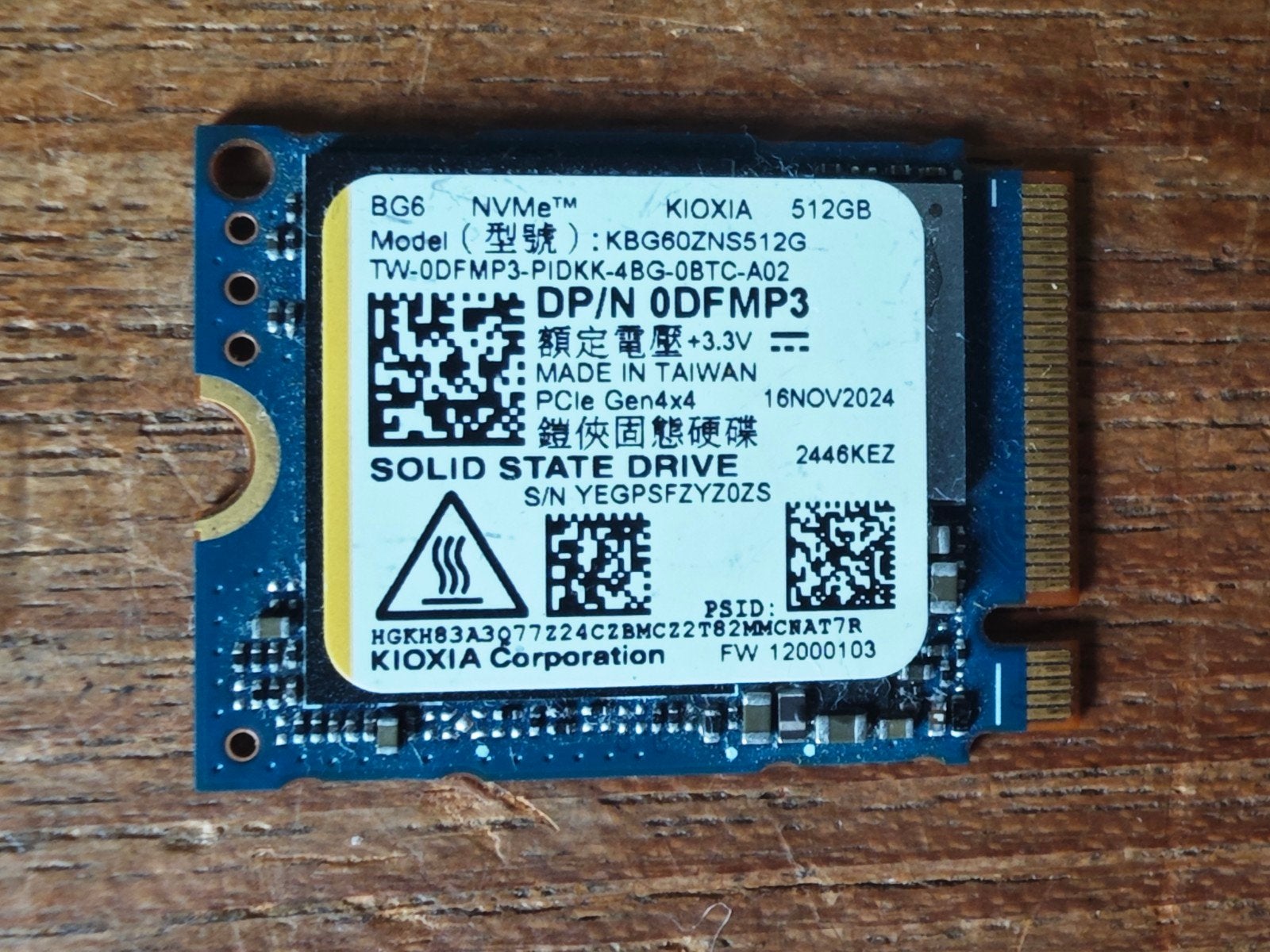 Kioxia BG6 NVMe SSD 512GB PCIe 4.0 Zeer weinig draaiuren, Intern, KIOXIA, SSD, Ophalen of Verzenden