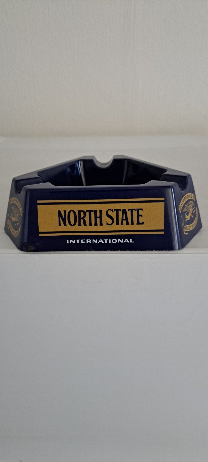 Vintage North State International Asbak - Blauw/Goud, Ophalen of Verzenden, Gebruikt, Asbak