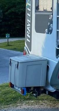 Bagagebox groot, met verlichting op rekhaak camper of auto, Caravans en Kamperen, Ophalen, Gebruikt