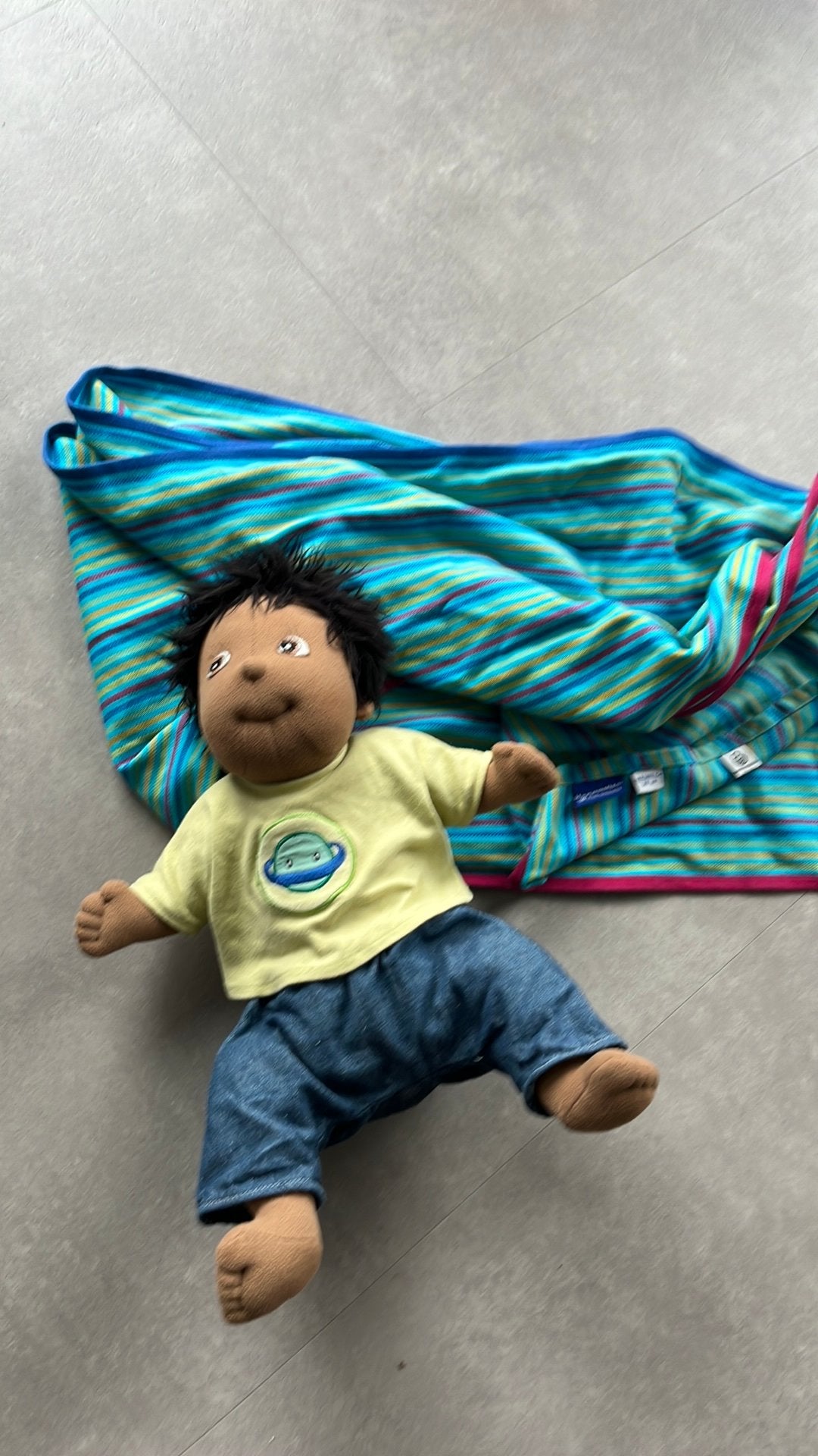 Rubens barn pop Harry 50 cm met hoppediz kinder draagdoek, Kinderen en Baby's, Ophalen of Verzenden, Zo goed als nieuw, Overige typen