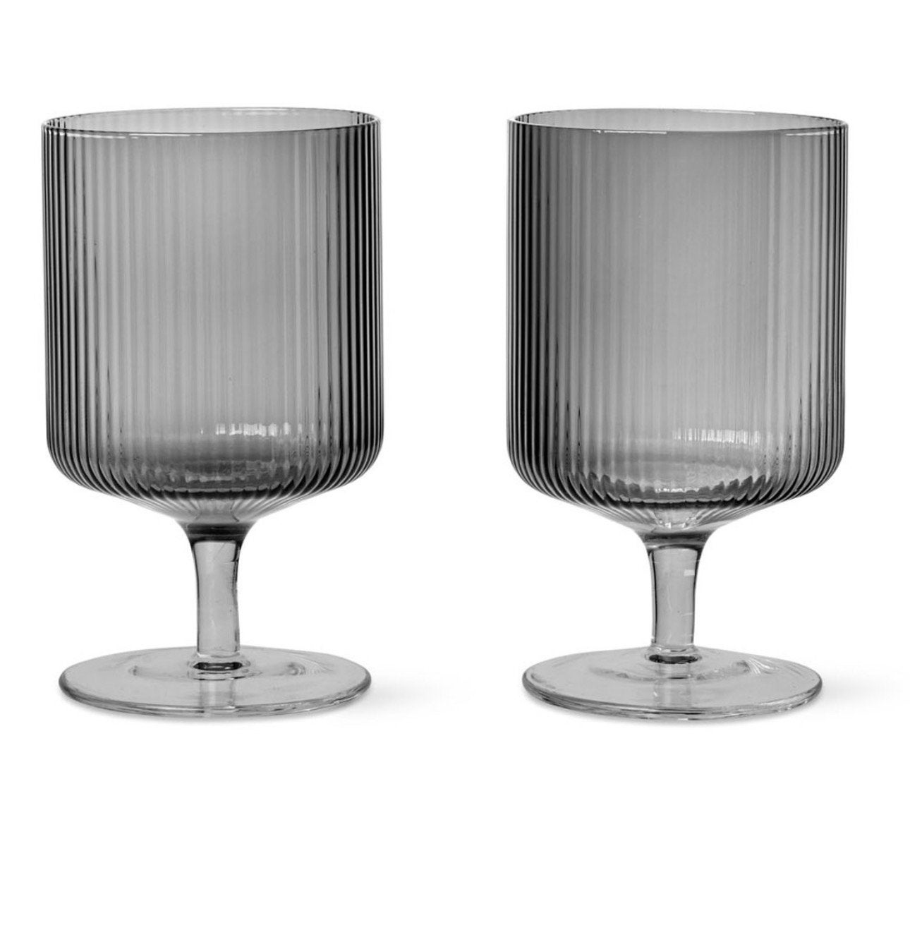 8x Ferm Living Geribbeld Glas - Nieuwstaat, Ophalen, Nieuw, Grijs, Overige merken