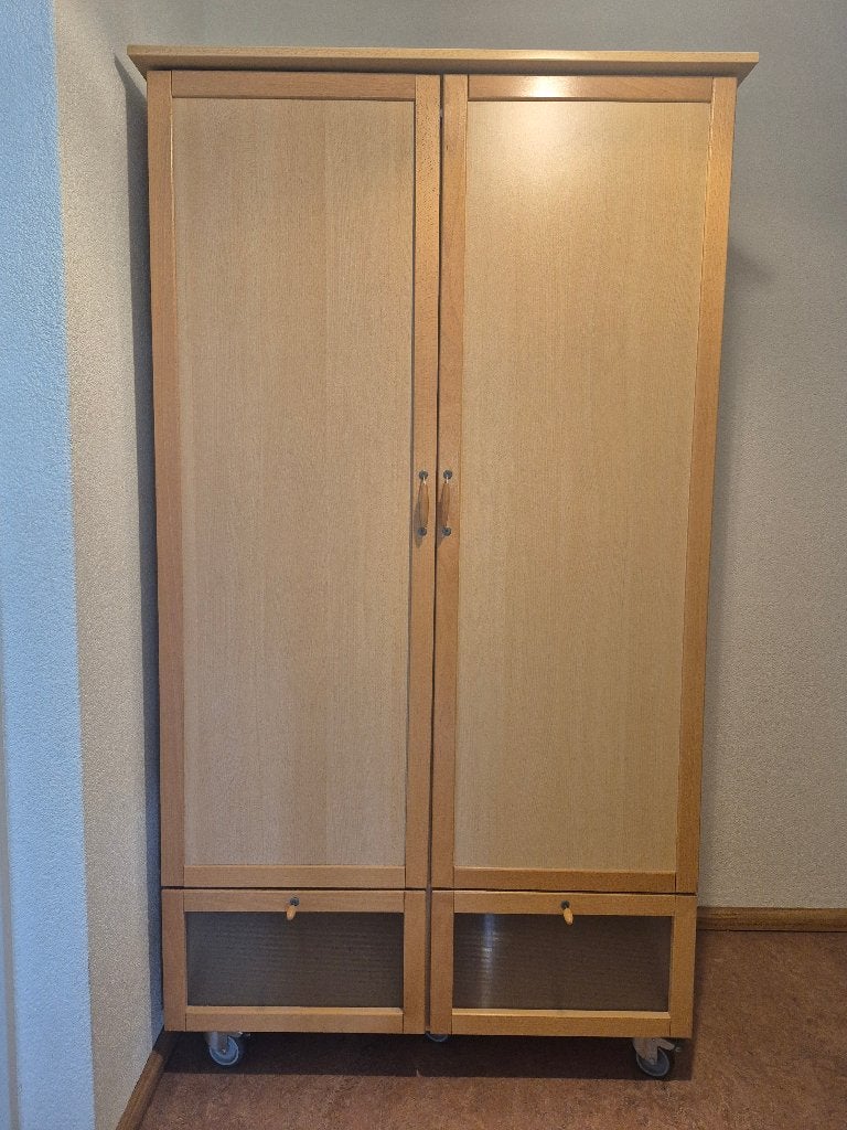 Kledingkast, Huis en Inrichting, Kasten | Kledingkasten, Gebruikt, 100 tot 150 cm, Licht houtkleurig, 150 tot 200 cm