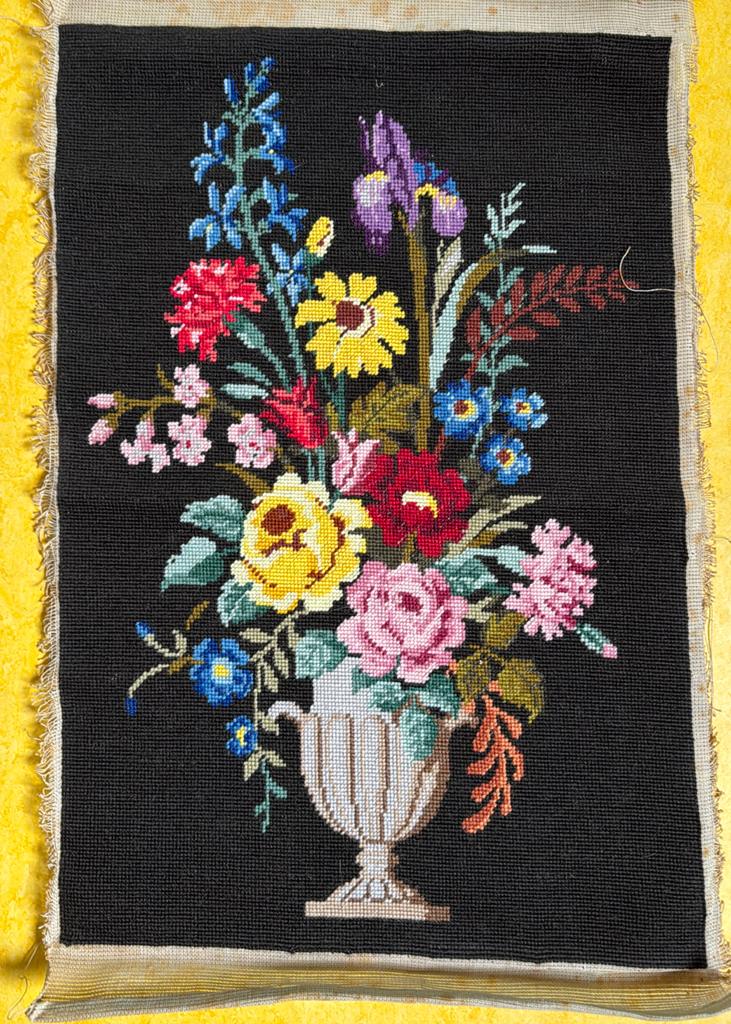 Borduurwerk bloemen wol, Ophalen of Verzenden