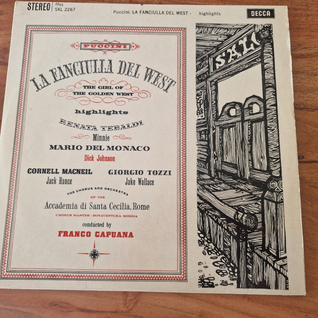 Puccini La Fanciulla del West Highlights-Tebaldi (Decca ED1), Gebruikt, Overige componisten, Opera of Operette, Ophalen of Verzenden