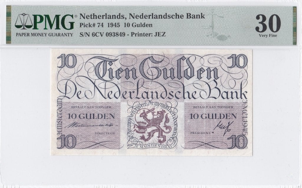 Nederland - 10 gulden 1945 - Lieftinck Tientje - PMG 30, Ophalen of Verzenden, 10 gulden, Los biljet