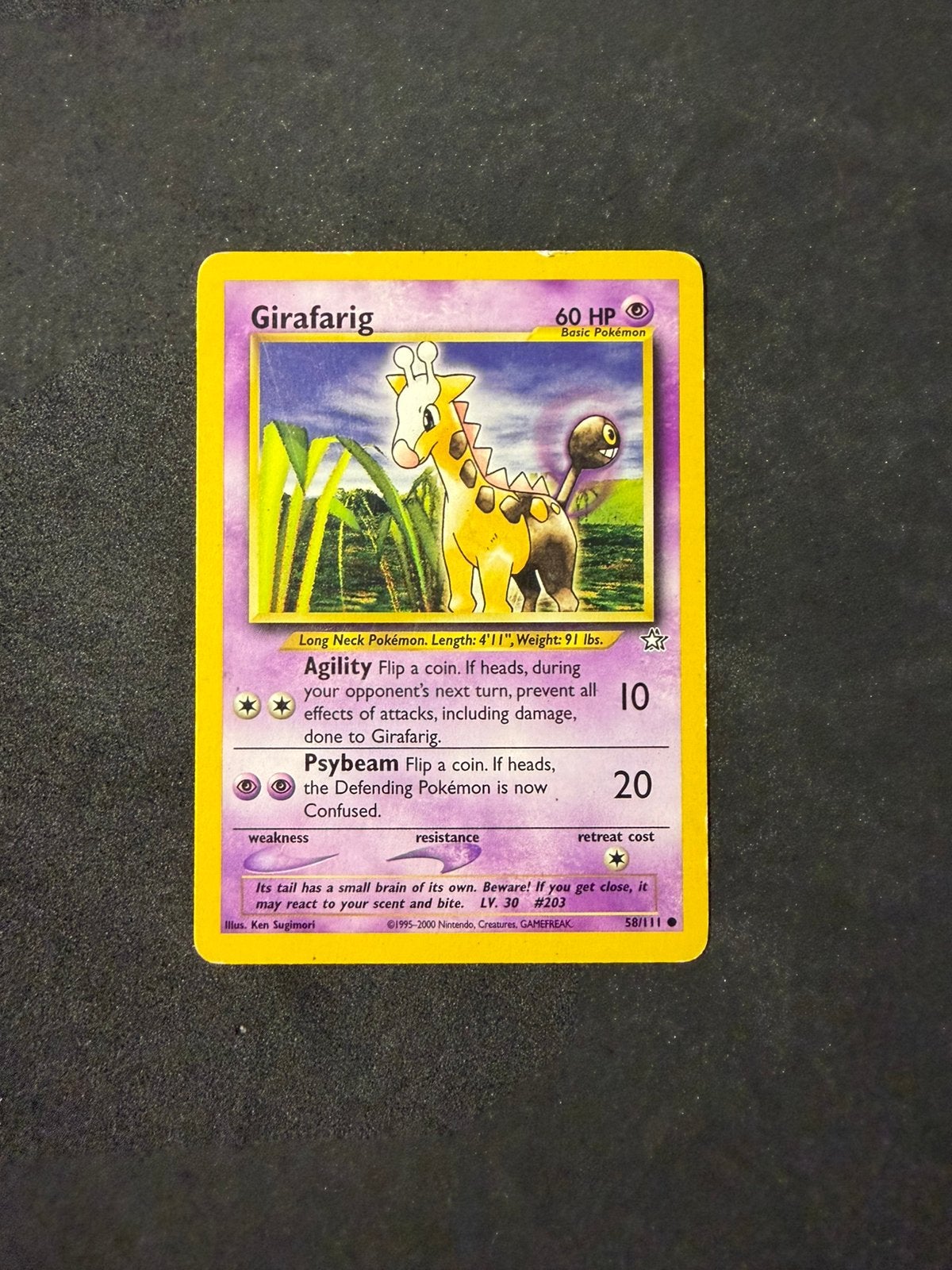 Pokemon tcg vintage bulk card - Girafarig 58 - Neo Genesis, Ophalen of Verzenden, Zo goed als nieuw, Losse kaart
