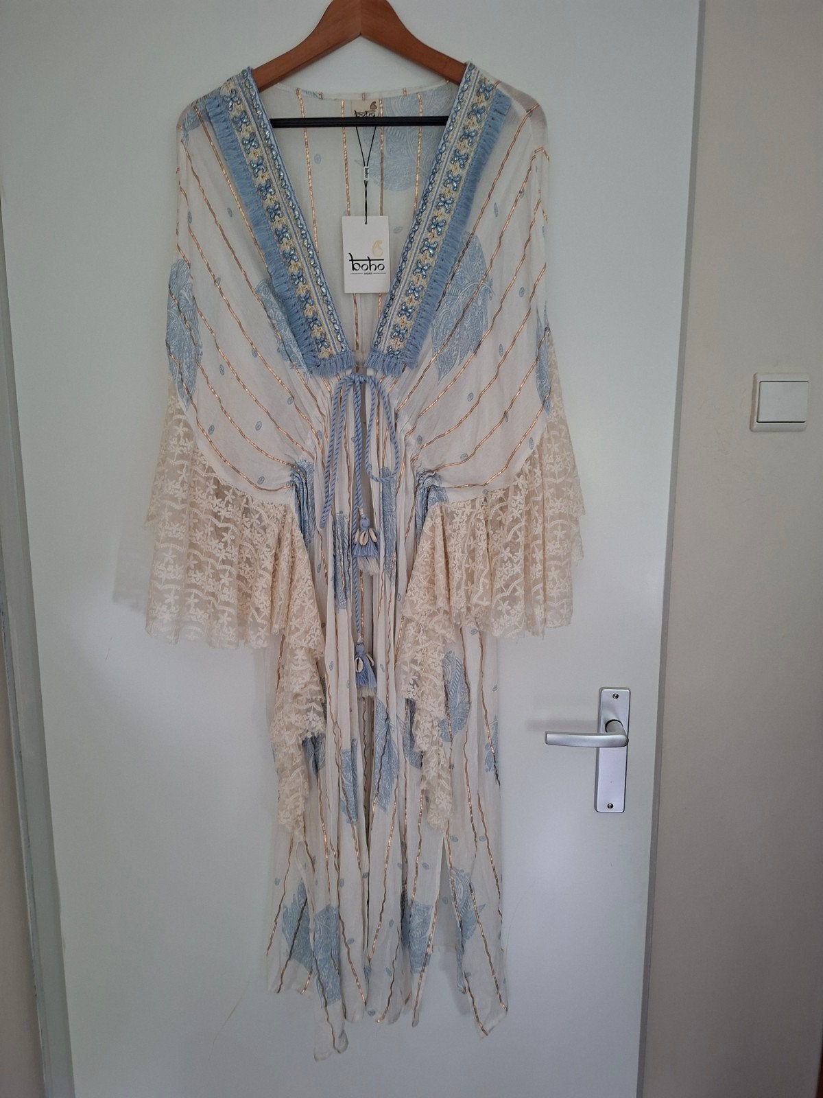 Nieuwe Boho Ibiza Kimono - One Size (past t/m maat 42), Wit, Maat 42/44 (L), Nieuw, Ophalen of Verzenden