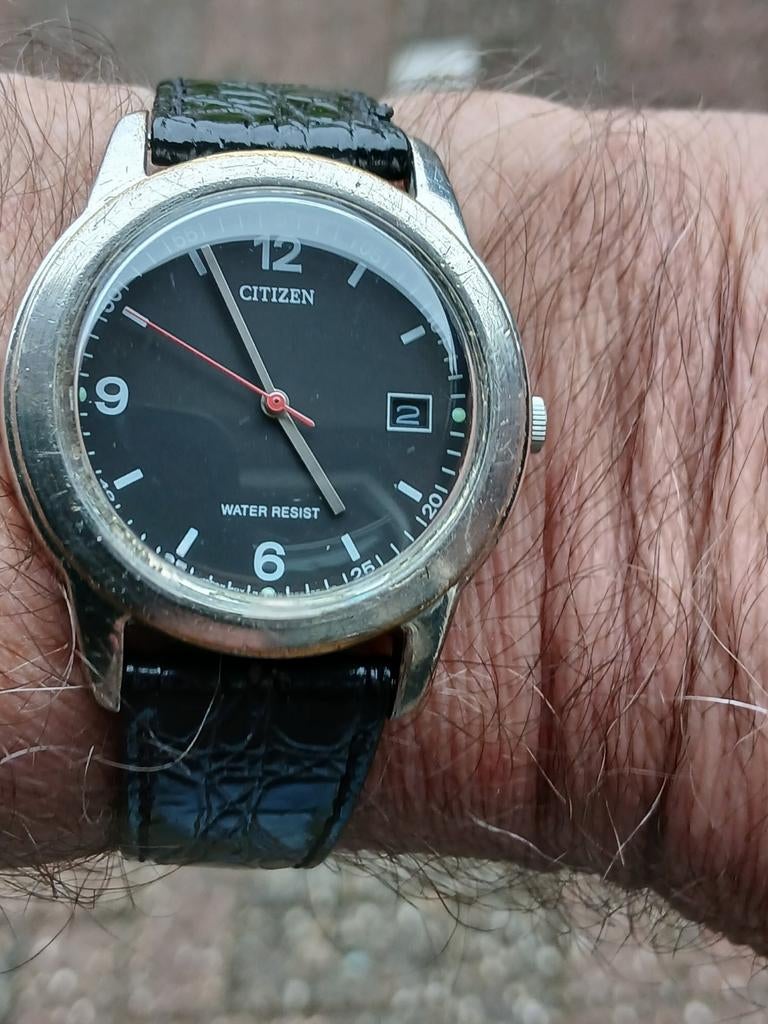 Citizen vintage horloge met nieuw leren bandje, Ophalen of Verzenden