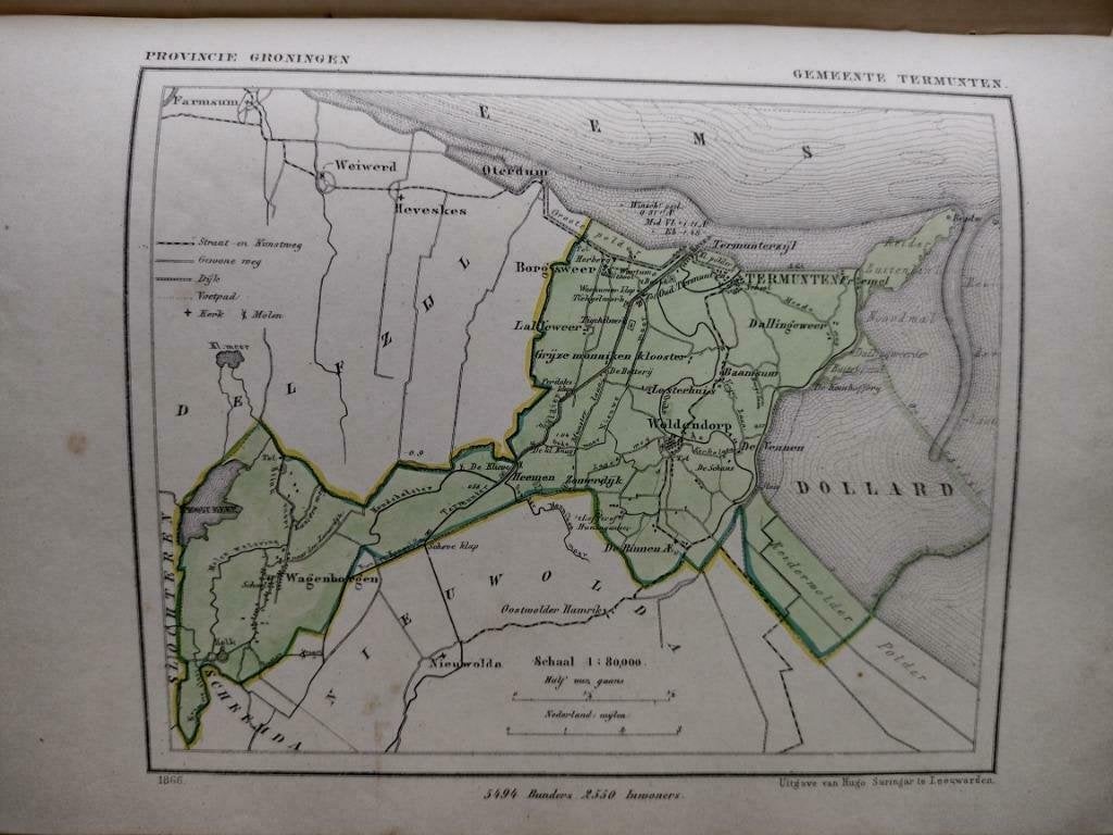 44 / Termunten/Woldendorp/ Heemen/ Litho 1866 Kuyper GRO, Antiek en Kunst, Ophalen of Verzenden