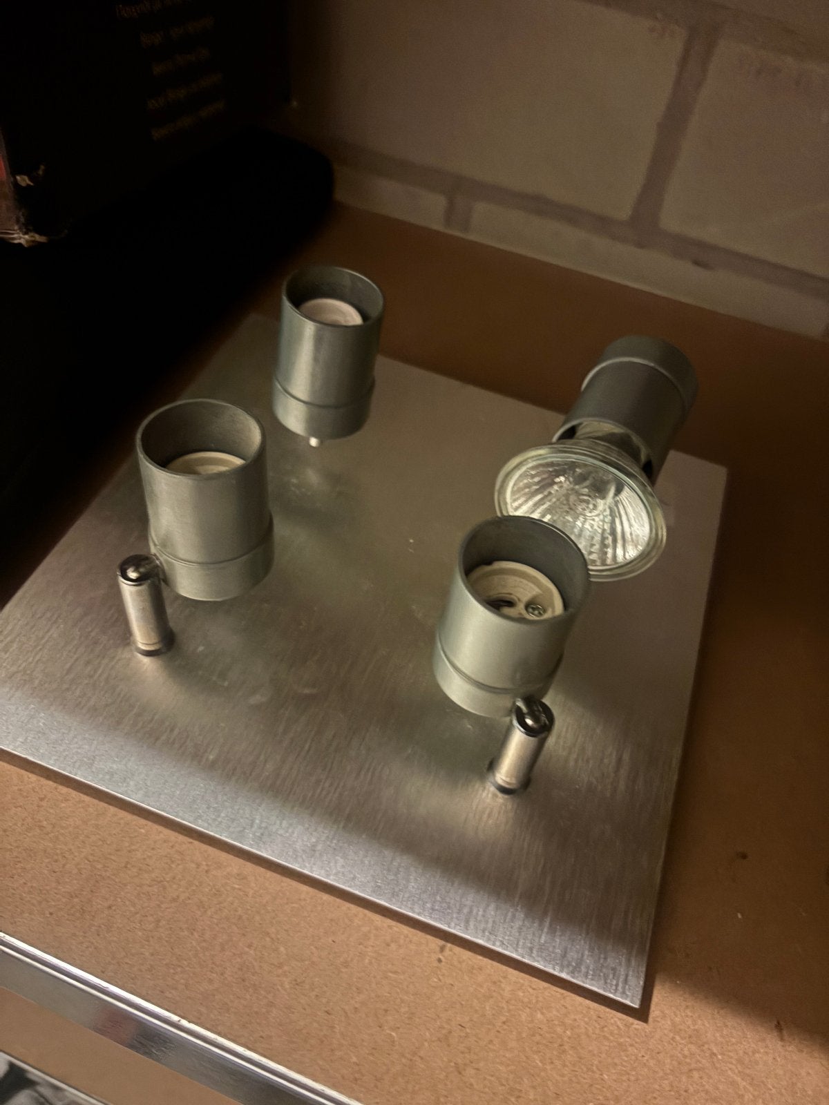 Vierkante grijze lamp met 4 spots, Halogeen, Gebruikt, GU10, Overige merken