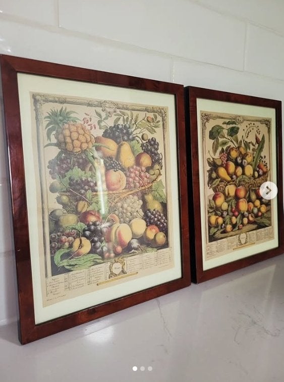Vintage schilderijtjes fruit, Antiek en Kunst, Ophalen of Verzenden