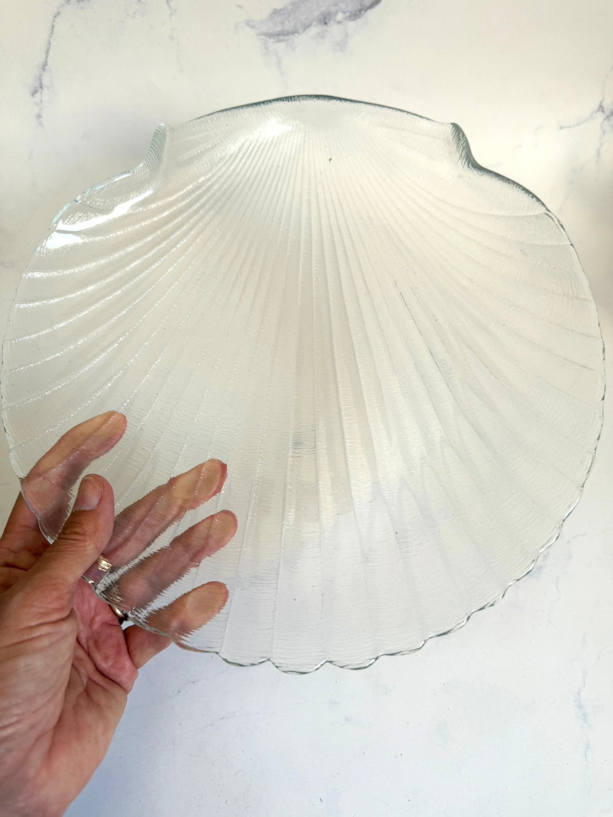 Glazen schelp schaal, Ophalen, Glas, Overige stijlen, Schaal of Schalen