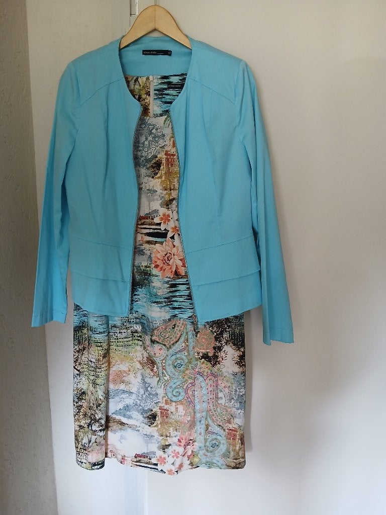 Leuk zomers setje:  jurkje met bijpassend jasje, Kleding | Dames, Jurken, Maat 42/44 (L), Donna Dura, Zo goed als nieuw, Boven de knie
