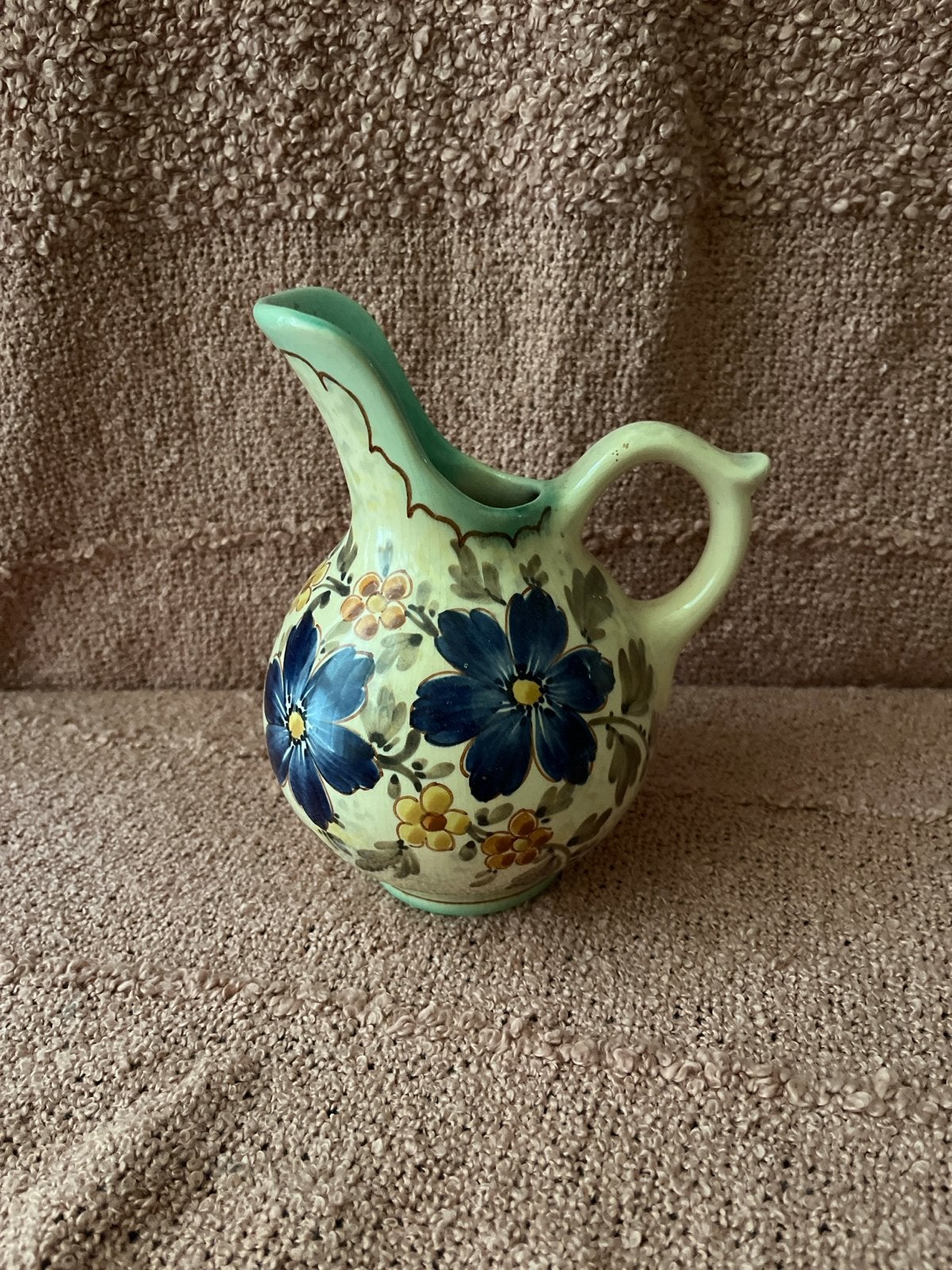 Vintage Gouda Fiola vaasje/kan handgeschilderd, 18,5 cm, Ophalen